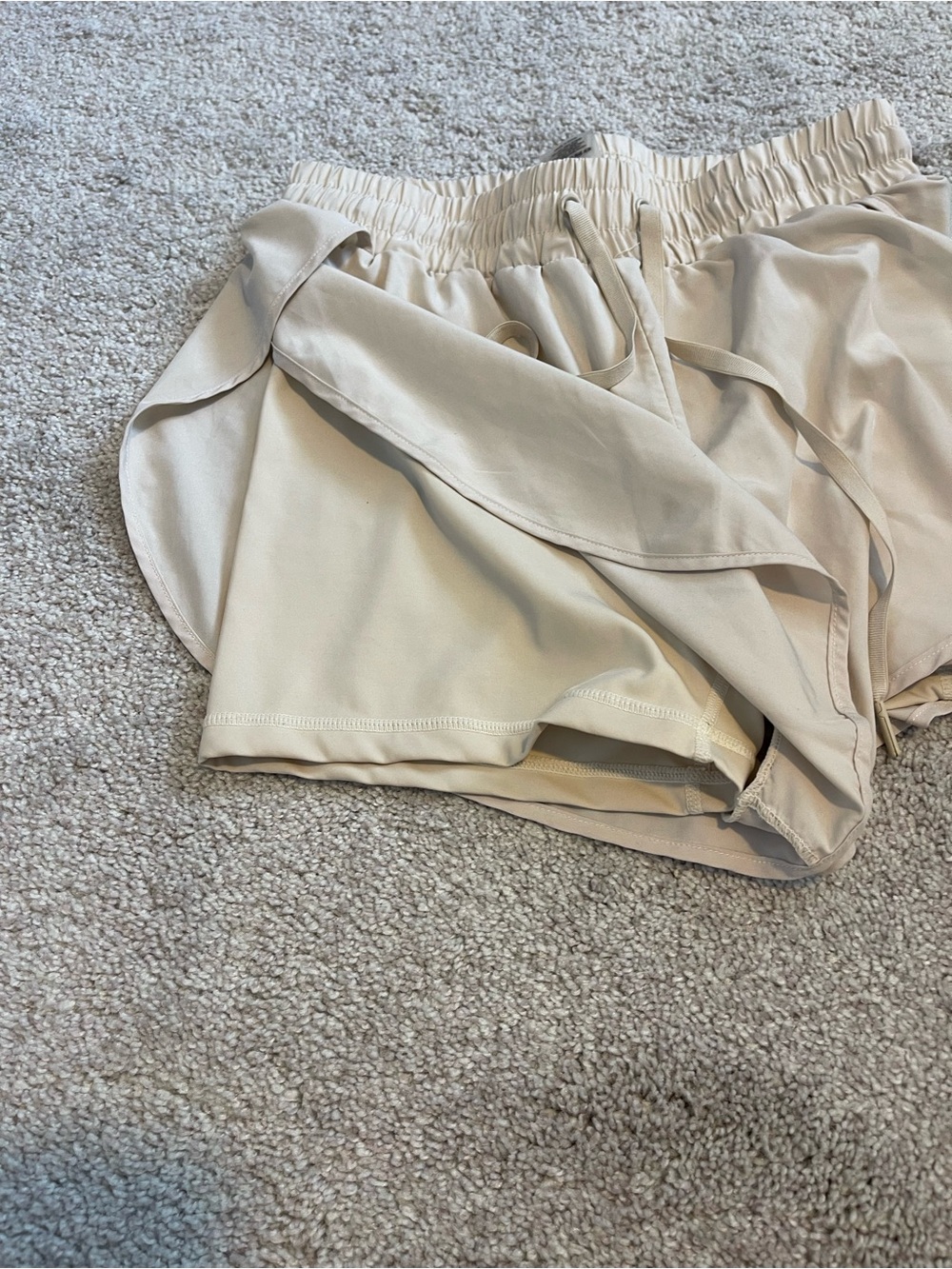 BuffBunny Cream Two-Layer Athletic Shorts with Drawstring - Picture 5 of 7